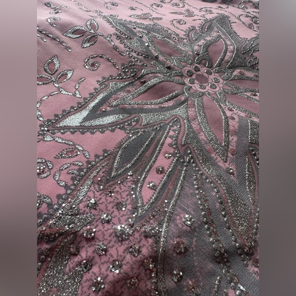 Pink Y2K Mcbling Tabom Halter Top with silver Floral Design - Picture 9 of 9